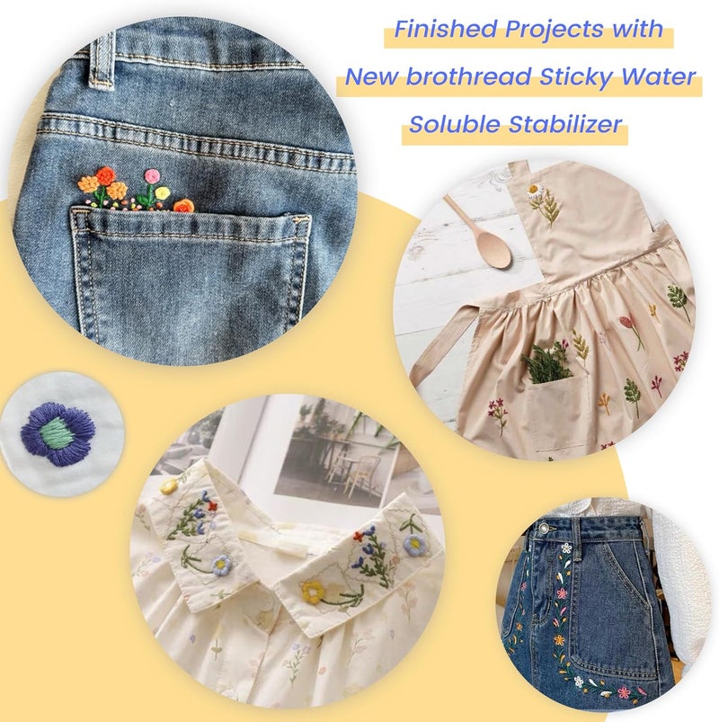 New brothread 12PCS 8.5"x11" Sticky Water Soluble Embroidery Stabilizer Printable Paper Stabilizer - Medium Weight - Allowed for Print or Draw Patterns Best for Hand & Machine Embroidery - Image 5